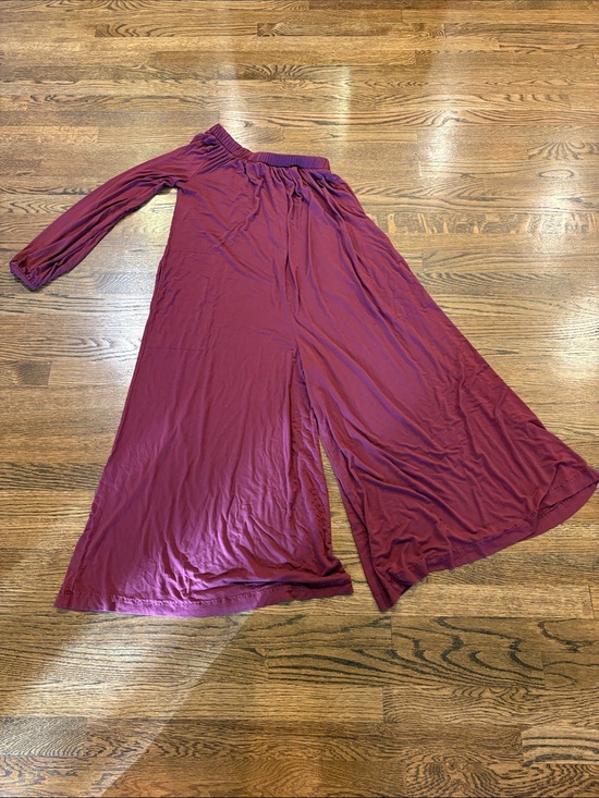 Free People Pants - Free People Beach Sunday Stroll Wide-Leg Off-Shoulder Jumpsuit in Wine, xS